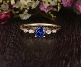 0.5ct Round Cut Simulated Blue Sapphire Minimalist Ring 14k Yellow Gold Plated
