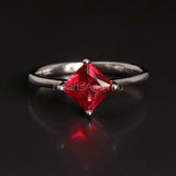 0.5ct Princess Cut Simulated Ruby Solitaire Engagement Ring 14k WhiteGold Plated