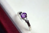 0.4ct Engagement Ring Oval Cut Purple Amethyst Solitaire 14k White Gold Finish