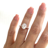 3.5Ct Oval Cut Diamond Accent Engagement Hidden Halo Ring 14K White Gold Finish