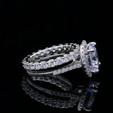 6Ct Round Cut Diamond Bridal Set Eternity Band Halo Ring 14K White Gold Finish