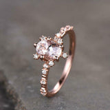 2ct Engagement Ring Oval Cut Peach Morganite Turtle Art Deco 14k Rose Gold Over
