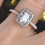 1.8ct Oval Cut Diamond Round Accents Halo Engagement Ring 14k White Gold Finish