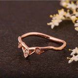 Minimalist Twig Wedding Ring Band 0.6ct Round Cut Diamond 14k Rose Gold Finish