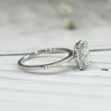 4Ct Radiant Cut DVVS1 Diamond Accents Halo Engagement Ring 14K White Gold Finish