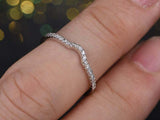 1.4ct Round Cut Diamond Wedding Band Curved Half Eternity 14k White Gold Finish