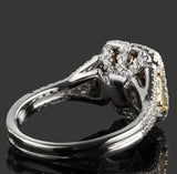 3.5ct Cushion Cut Yellow Sapphire Diamond Double Halo Ring 14k Dual Gold Finish