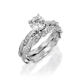 2ct Round Cut VVS1 Diamond Bridal Set Engagement Ring Band 14k White Gold Finish