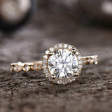 2ct Round Cut Diamond Engagement Ring 14k YellowGold Finish Halo Solitaire Women