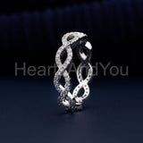 0.5ct Round Cut Moissanite Infinity Stackable Wedding Band 14k White Gold Plated