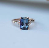 2ct Engagement Ring Radiant London Blue Topaz Diamond Petite 14k Rose Gold Over