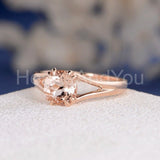 1ct Round Cut Simulated Morganite Dual Prong Split Band Ring 14k RoseGold Plated