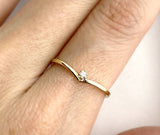 0.1ct Round Cut Moissanite Curved Minimalist Engage Ring 14k Yellow Gold Plated