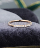 0.2ct Round Cut Moissanite Half Eternity Women Wedding Band 14k Rose Gold Plated