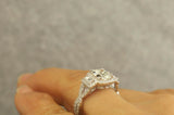 5Ct Emerald Cut DVVS1 Diamond Gatsby Halo Engagement Ring 14K White Gold Finish