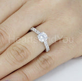 2.2ct Round Cut Moissanite Solitaire with Accents Ring 14k White Gold Plated