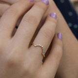 0.4ct Wedding Ring Band Round Cut Diamond Curved Minimalist 14k Yellow Gold Over