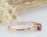 1ct Round Cut Red Garnet Engagement Ring Solitaire with Accent 14k RoseGold Over