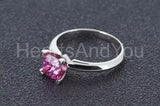0.5ct Princess Cut Simulated Pink Sapphire Solitaire Ring 14k White Gold Plated