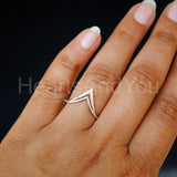 0.08ct Round Cut Moissanite Stackable Double Chevron Band 14K White Gold Plated