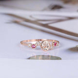 1.2ct Round Cut Morganite Engagement Ring Bezel Set Cluster 14k Rose Gold Finish