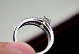 0.55ct Engagement Ring Round Cut Green Peridot Split Shank 14k White Gold Finish