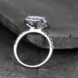 2.4ct Engagement Ring Princess Cut Diamond Round Accent Halo 14k White Gold Over