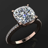 2ct Cushion Cut VVS1 D Diamond Solitaire Engagement Ring 14k Rose Gold Finish