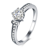 2.6Ct Round Cut Diamond Solitaire Accents Engagement Ring 18K White Gold Finish
