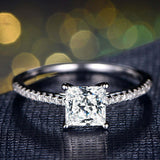 1.5ct Princess Cut Diamond Solitaire Ring 14k White Gold Over with Round Accents