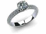 2.1ct Round Cut Clustered Diamond Band Engagement Ring 14k White Gold Finish New