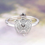 2ct Round Cut VVS1 Diamond Engagement Ring 14k White Gold Finish Turtle Design