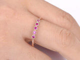 0.5ct Round Cut Pink Ruby Engagement Ring Five Stone Promise 14k RoseGold Finish