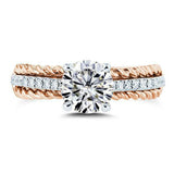 2.3Ct Round Cut Diamond Braided Solitaire with Accent Ring 14K Dual Gold Finish