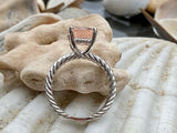 2.6ct Radiant Cut Peach Morganite Braided Solitaire Ring 14k White Gold Finish