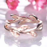1ct Round Cut VVS1 Diamond Engagement Ring Leaf Branch Vine 14k Rose Gold Finish