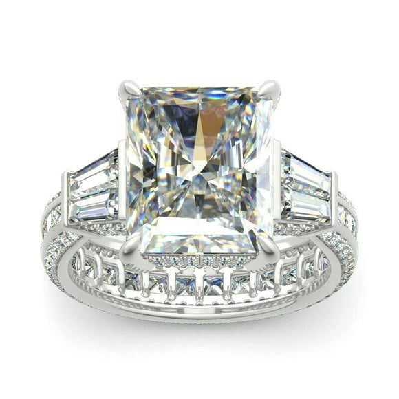 5Ct Radiant Cut Diamond Cocktail Eternity Engagement Ring 14K White Gold Finish