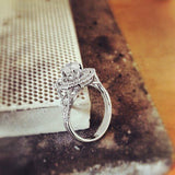 3ct Round Cut Diamond Double Halo Cocktail Engagement Ring 14k White Gold Finish