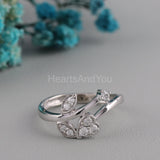 0.5ct Round Cut Moissanite Leaf Vine Women Engagement Ring 14k White Gold Plated