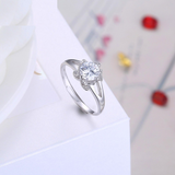 1.3ct Round Cut VVS1D Diamond Engagement Ring 14k White Gold Finish Floral Split