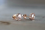 0.5ct Oval Cut Peach Morganite Solitaire Stud Earrings 14k Rose Gold Finish