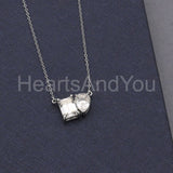 2ct Emerald Simulated Diamond Toi Et Moi Pendant Chain 14k White Gold Plated