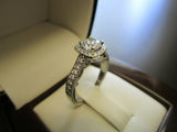 4Ct Round Cut Diamond Halo Milgrain Vintage Engagement Ring 18K White Gold Over