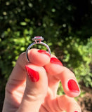 2.55ct Engagement Ring Emerald Cut Pink Sapphire Halo 14k White Gold Finish