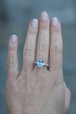 1.1ct Oval Blue Aquamarine Marquise Accent Engagement Ring 14k White Gold Finish
