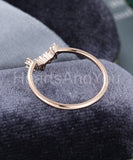 0.3ct Marquise Simulated Diamond Curved Minimalist Wed Band 14k Rose Gold Plated