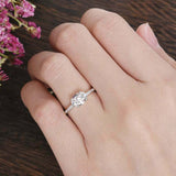 East West Solitaire Engagement Ring 1.5ct Oval Cut Diamond 14k White Gold Finish