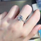 2.2ct Engagement Ring Oval Cut Diamond Solitaire with Accent 14k White Gold Over