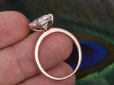1ct Cushion Cut Diamond Elegant Solitaire Engagement Ring 14k Rose Gold Finish
