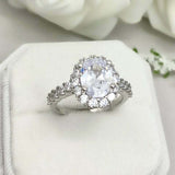 2.3ct Engagement Ring Oval Cut Diamond Accent Halo Design 14k White Gold Finish